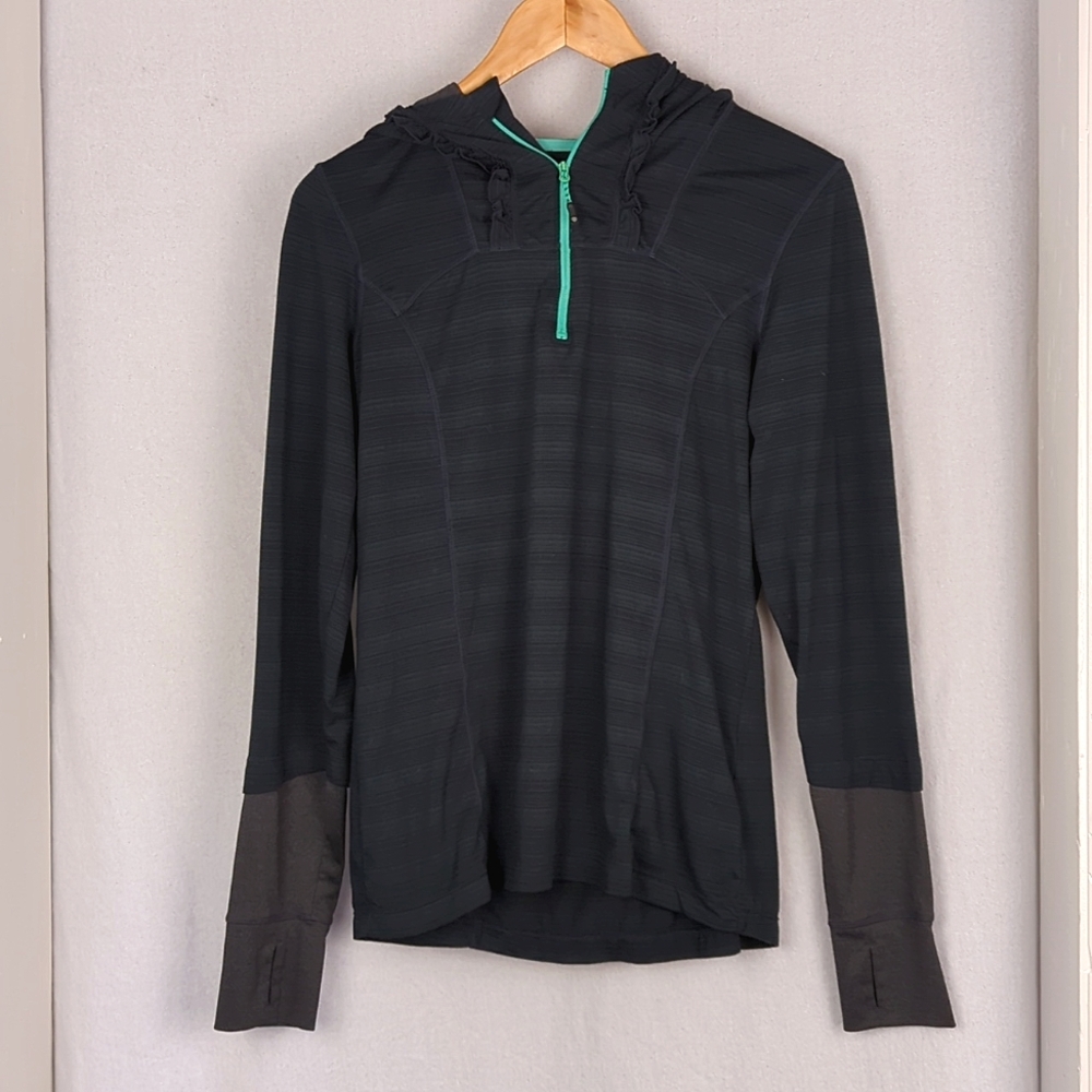 MPG SPORT Women's Gray Long Sleeve Ruffle Running Pullover
